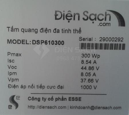 Tấm pin Năng lượng mặt trời 300W POLY - ĐIỆN SẠCH