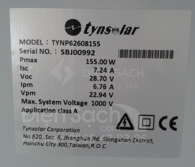 Tấm pin Năng lượng mặt trời 155W - TYNSOLAR