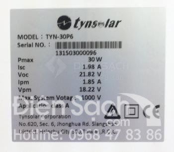 Tấm pin Năng lượng mặt trời 30W - TYNSOLAR