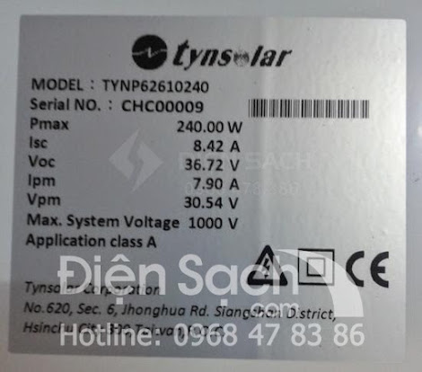 Tấm pin Năng lượng mặt trời 240W - TYNSOLAR