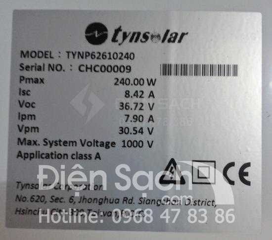 Tấm pin Năng lượng mặt trời 240W - TYNSOLAR