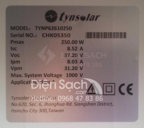 Tấm pin Năng lượng mặt trời 250W - TYNSOLAR