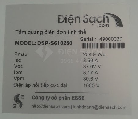 Tấm pin Năng lượng mặt trời 250W MONO - ĐIỆN SẠCH