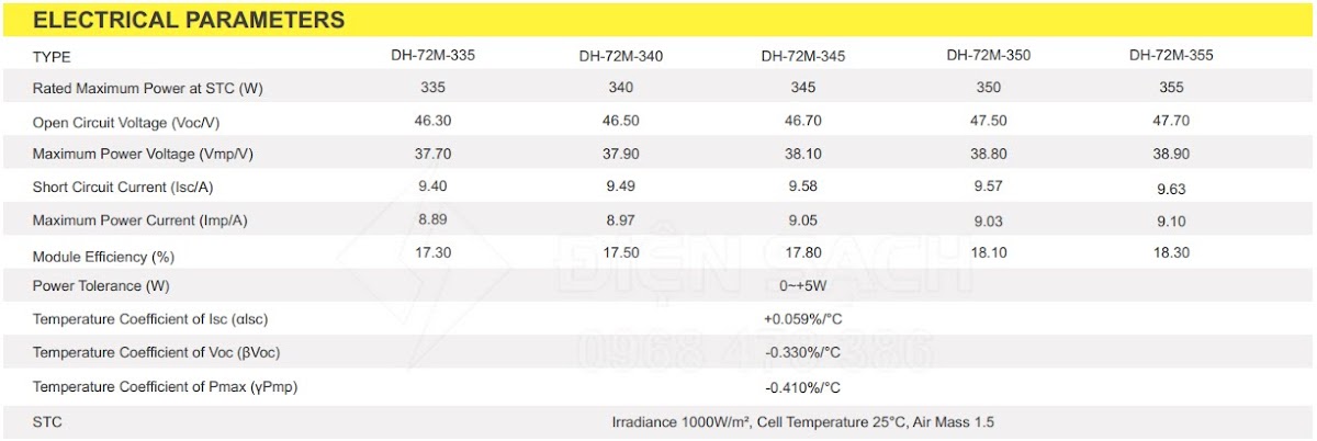 Pin năng lượng mặt trời 350W Mono - DeHui