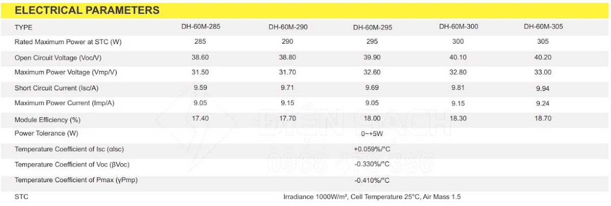 Pin năng lượng mặt trời 300W Mono - DeHui