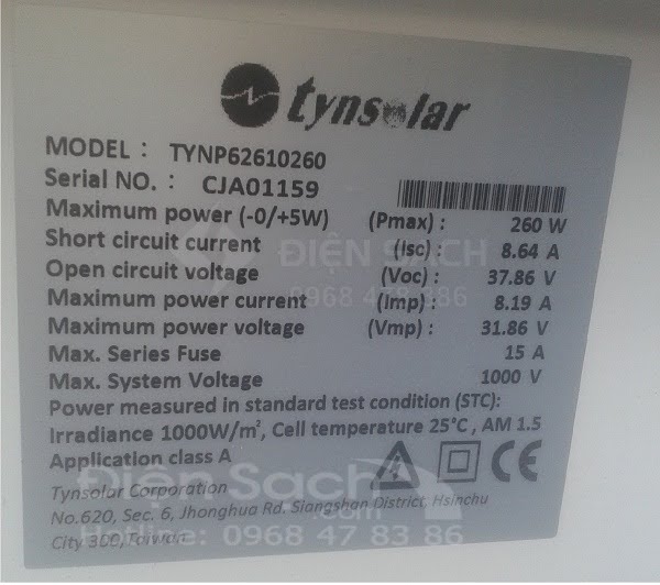 Tấm pin Năng lượng mặt trời 260W - TYNSOLAR
