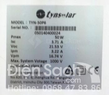 Tấm pin Năng lượng mặt trời 50W - TYNSOLAR