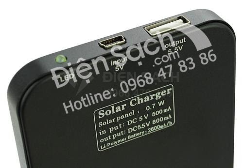 Sạc dự phòng năng lượng mặt trời 2600mAh