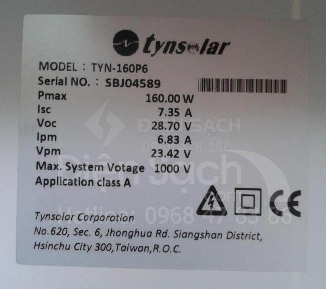 Tấm pin Năng lượng mặt trời 160W - TYNSOLAR